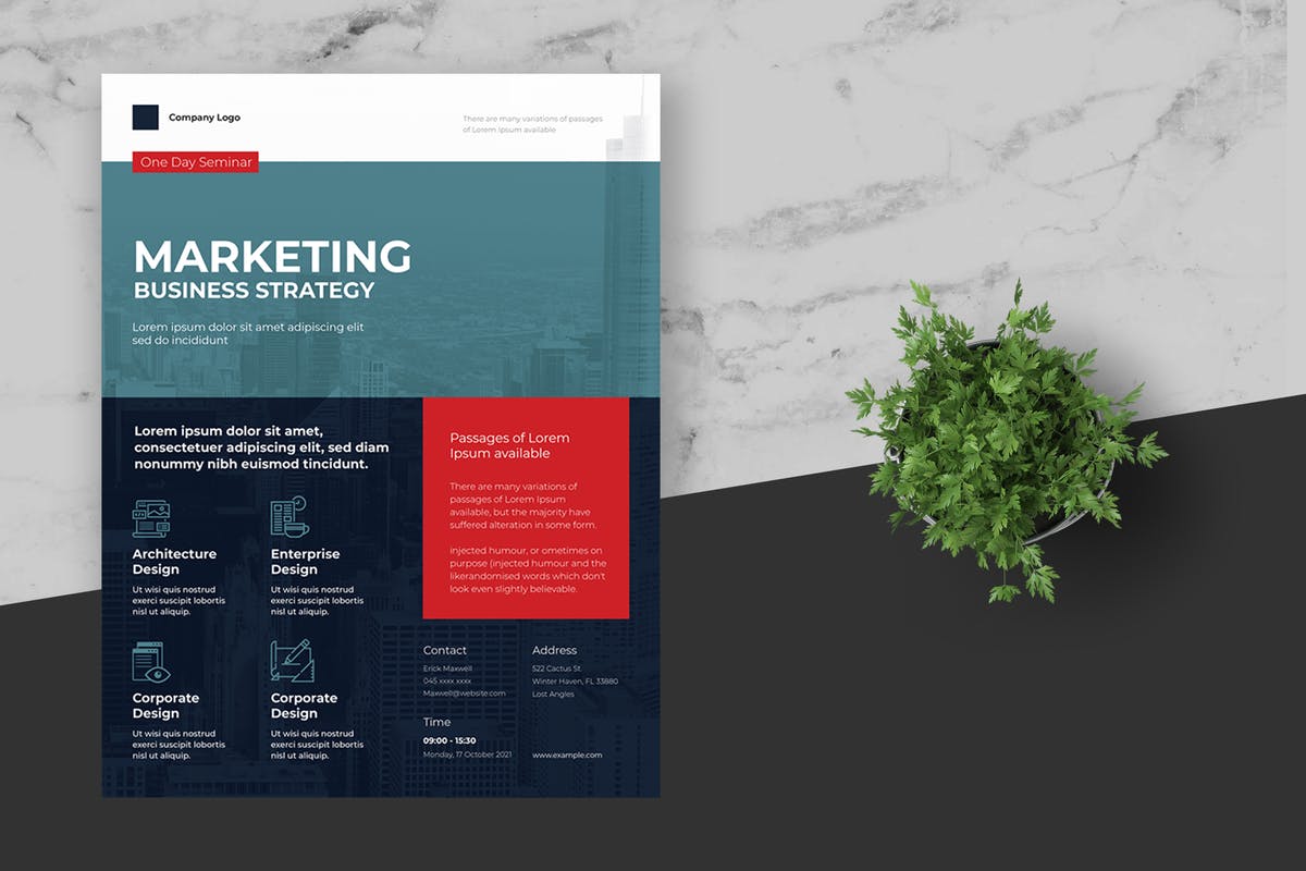 简约设计风格企业活动会议海报模板 Clean & Minimal Business Event Flyer插图