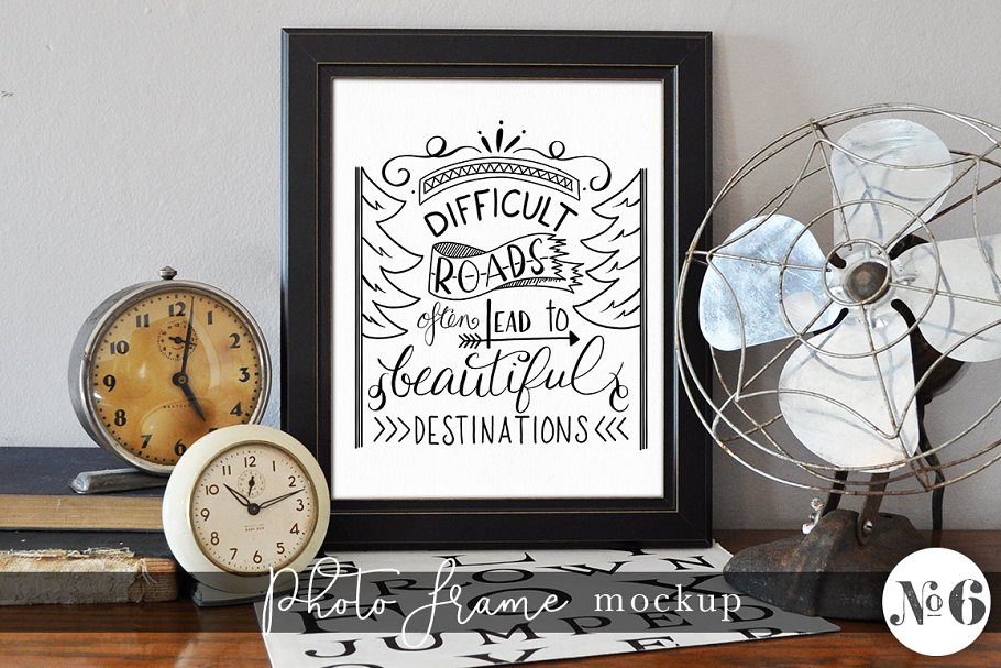 美式工业复古相框样机模板 Vintage Frame Mockup #6插图(2)