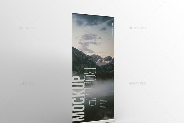 垂直卷帘画海报样机模板 Rollup Mockup插图(9)