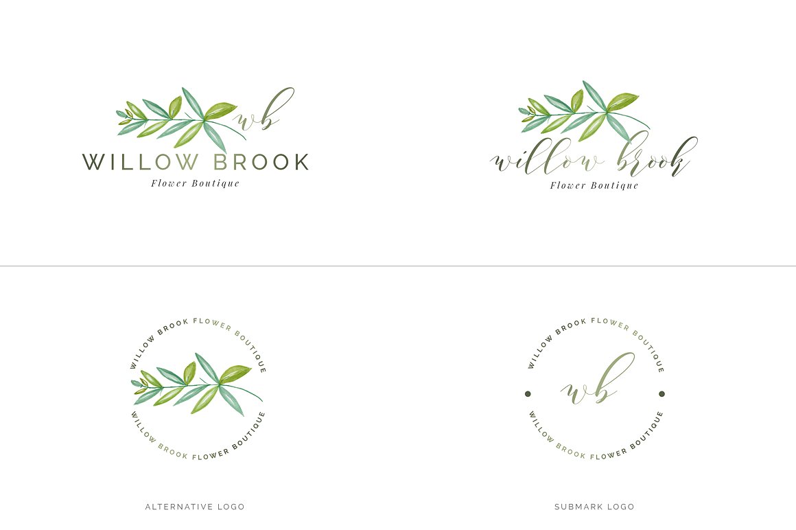 超级水彩风 Logo 设计素材包 Watercolor Premade Branding Logo Kit [模板、纹理&元素]插图(17)