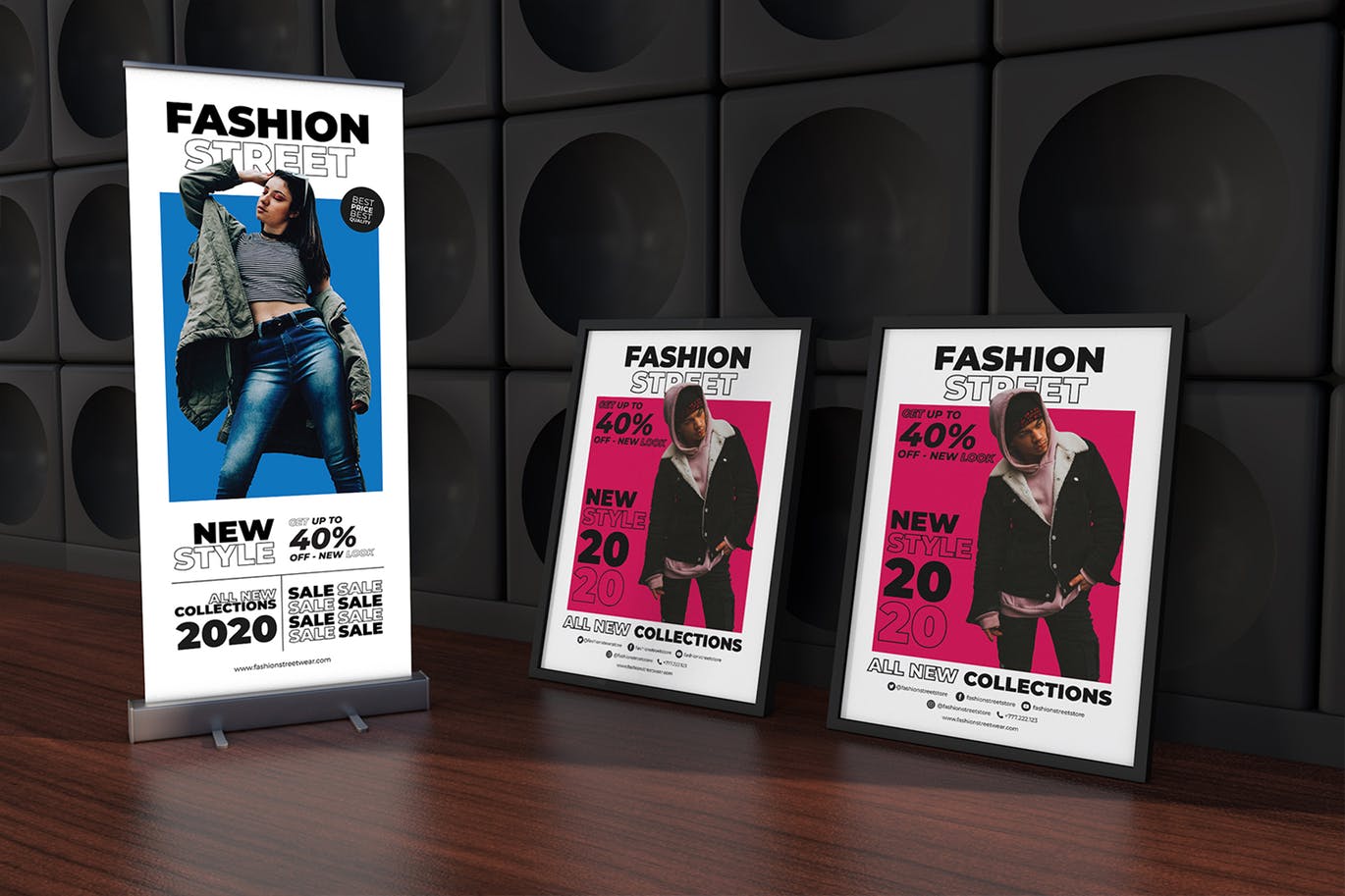 服装店铺/时尚品牌海报传单/X展架Banner设计模板 Fashion Streetwear Roll-up Banner Promotion Set插图(3)