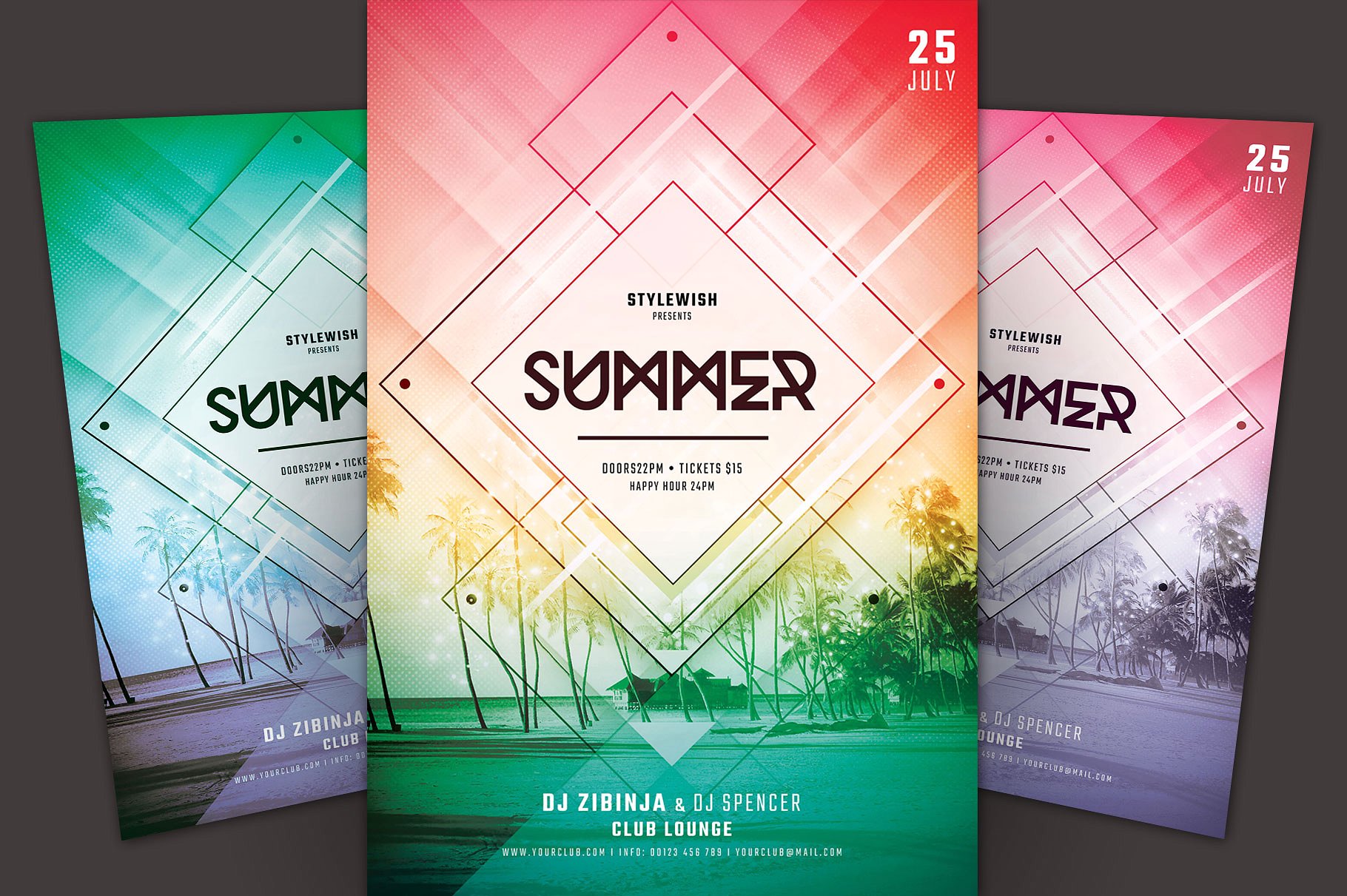 热带激情海边旅行传单模板 Summer Flyer插图