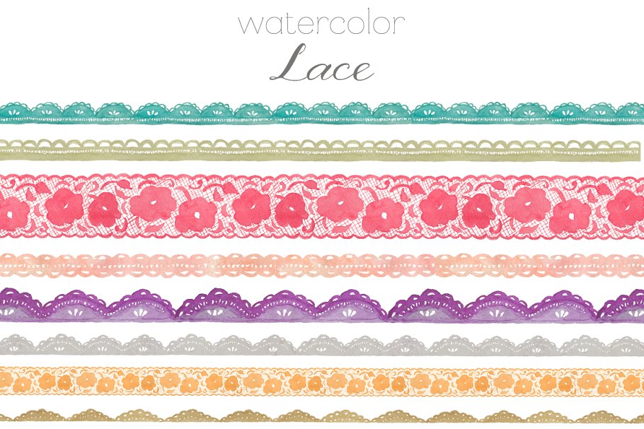手绘水彩蕾丝艺术图像 Watercolor Lace Clip Art插图