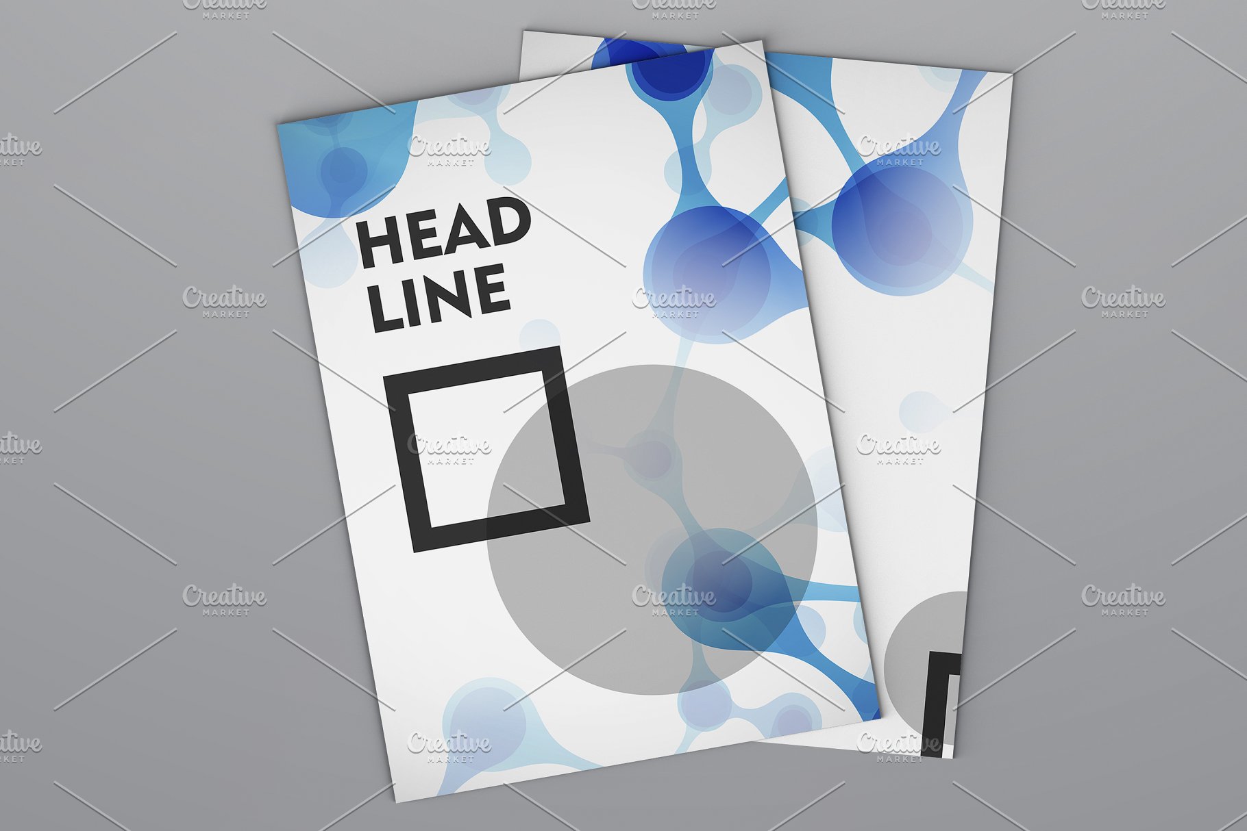 DNA&几何图形风格小册子模板 Brochures in DNA and geometric style插图