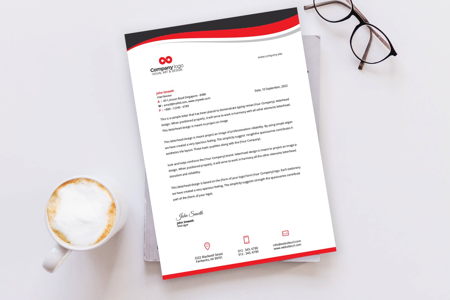 科技企业标准信纸设计模板 Letterhead插图(4)