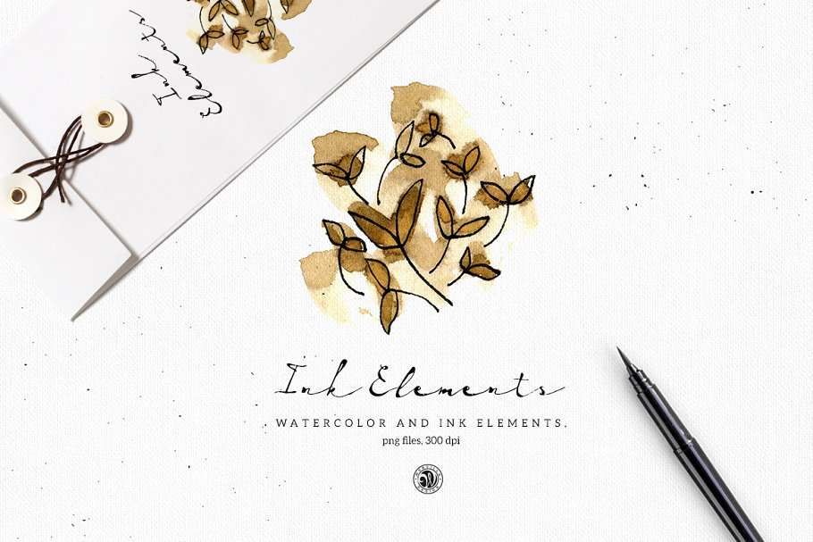 水彩墨水元素 Ink Elements with Watercolor插图
