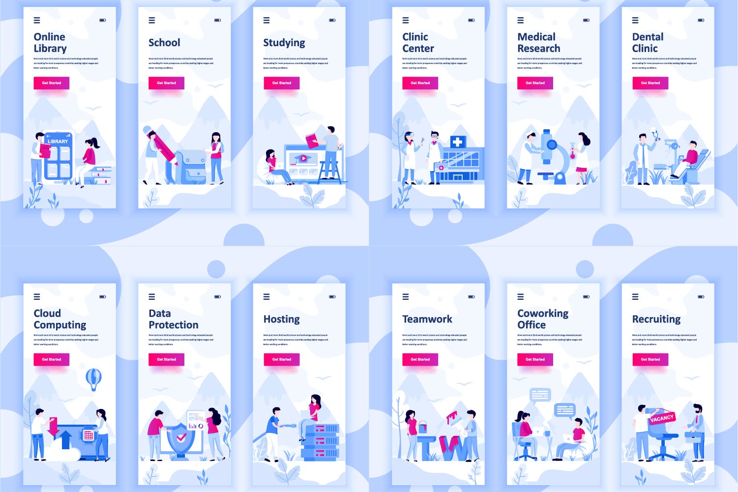 55+行业主题概念插画APP启动页引导页设计模板合集v1 BIG Collection Instagram Stories Onboarding Screen插图(2)