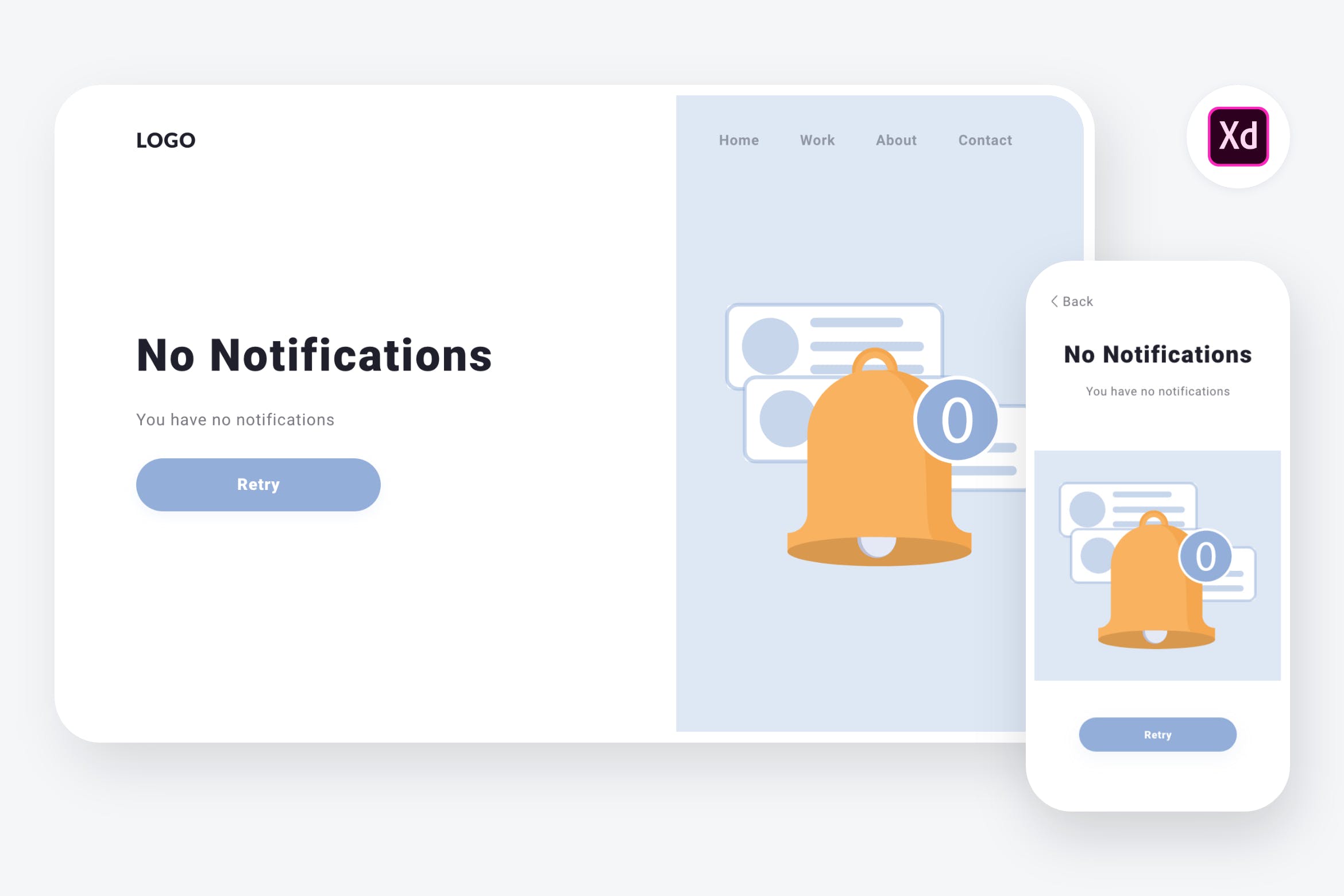 信息通知场景APP&Web设计矢量插画素材[XD&SVG] Empty state 3 illustration (Adobe XD & SVG)插图