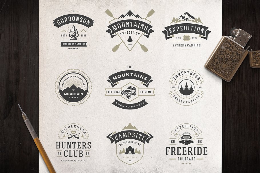 280个户外品牌Logo标志和徽章模板 280 Outdoor logos and badges插图(1)