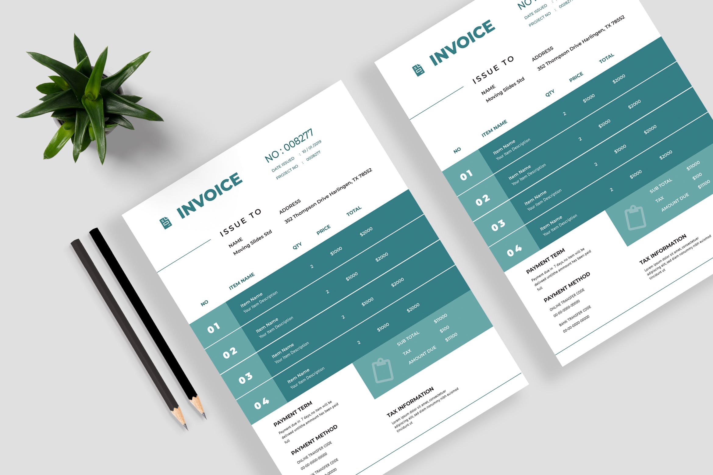 网上商城店铺销售发票票据设计模板v13 Minimalist Invoice Template 13插图