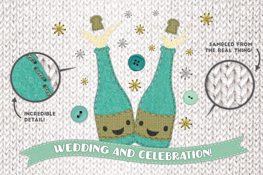 缝制手作工艺图案设计素材合集[2.32GB, 纹理/图层样式/笔刷] Stitch Craft – Brushes Styles & More插图(7)