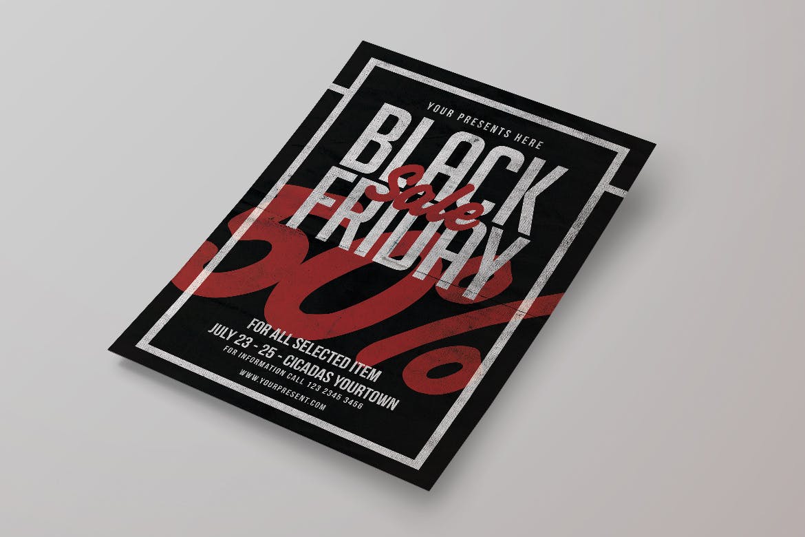 2019黒五海淘购物节促销广告海报模板 Black Friday Sale Flyer插图(2)