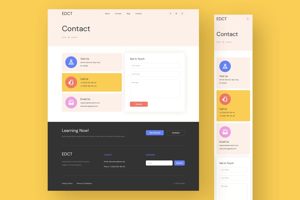 响应式设计风格教育服务企业网站UI交互设计素材库精选模板[Adobe XD, Figma, Sketch] Education Responsive Template插图(8)
