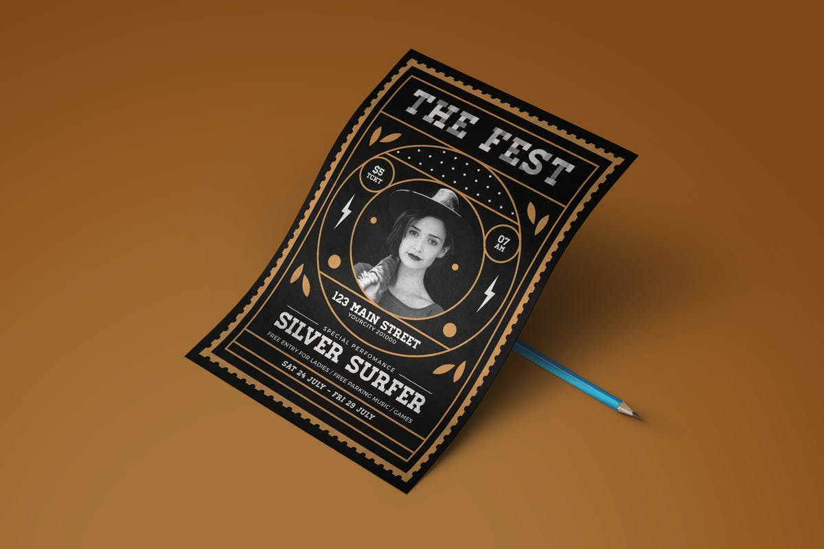 爵士乐音乐派对海报传单设计模板 Jazz Music Flyer插图