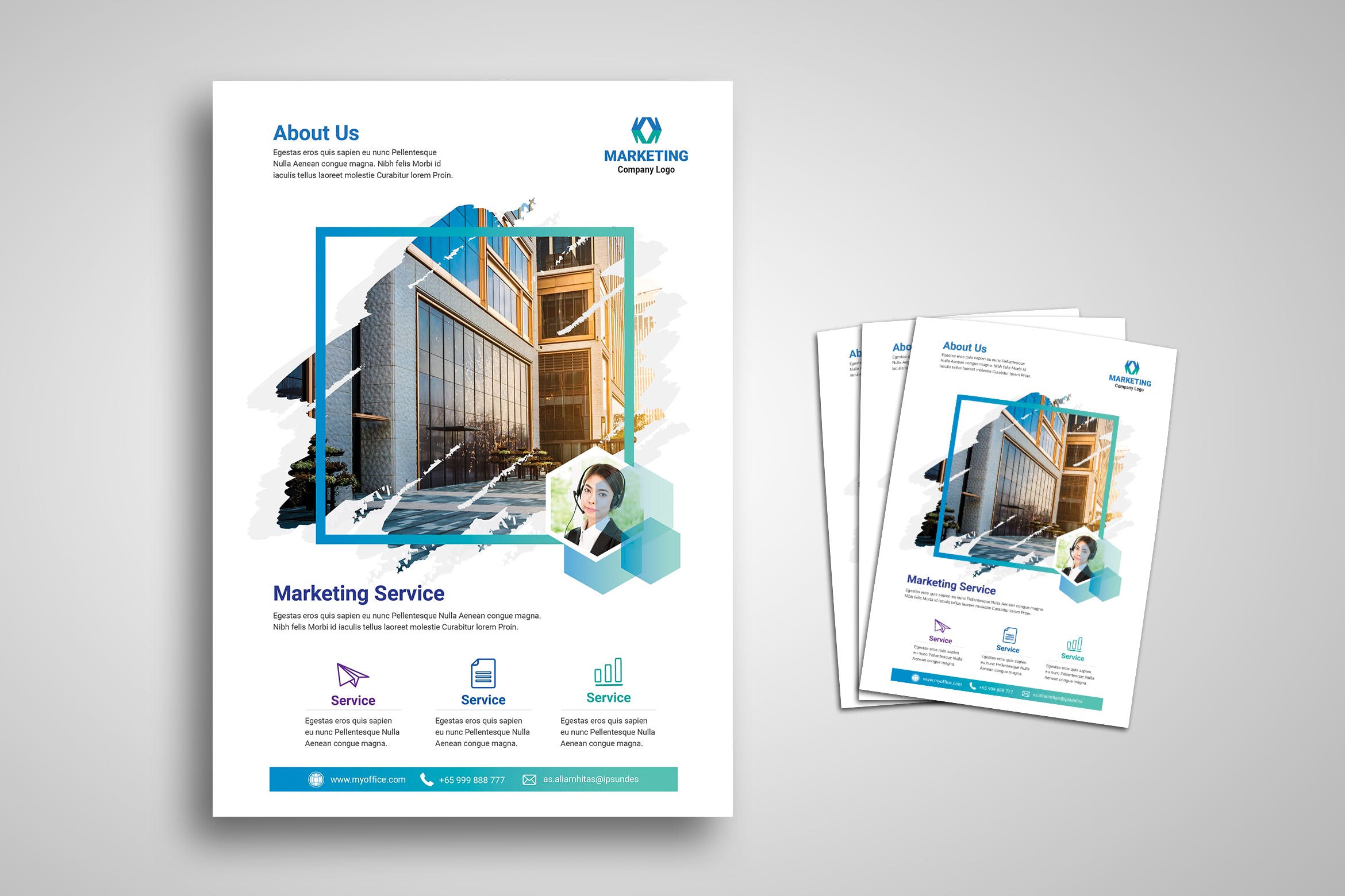 广告代理/营销推广公司海报传单设计模板 Sales and Marketing Promo Flyer插图