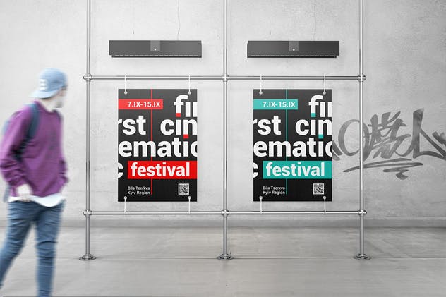 金属框架广告海报展览样机 Advertising Poster Mockups插图(1)