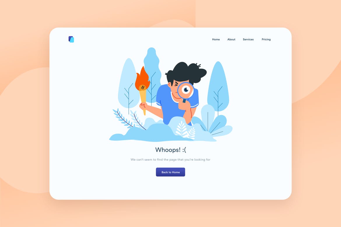 网站404错误页面设计模板插画素材 Error page Desktop Illustration插图(1)