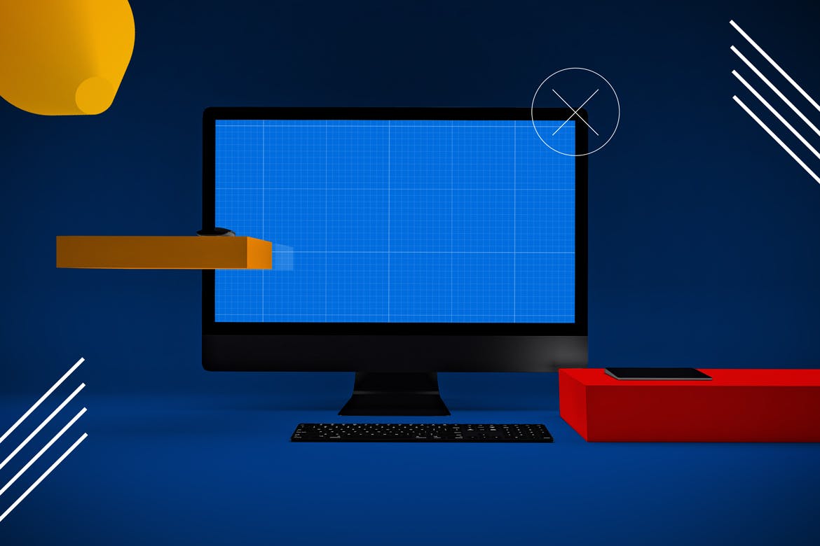 抽象场景iMac Pro一体机电脑屏幕预览素材库精选样机v2 Abstract iMac Pro V.2 Mockup插图(8)