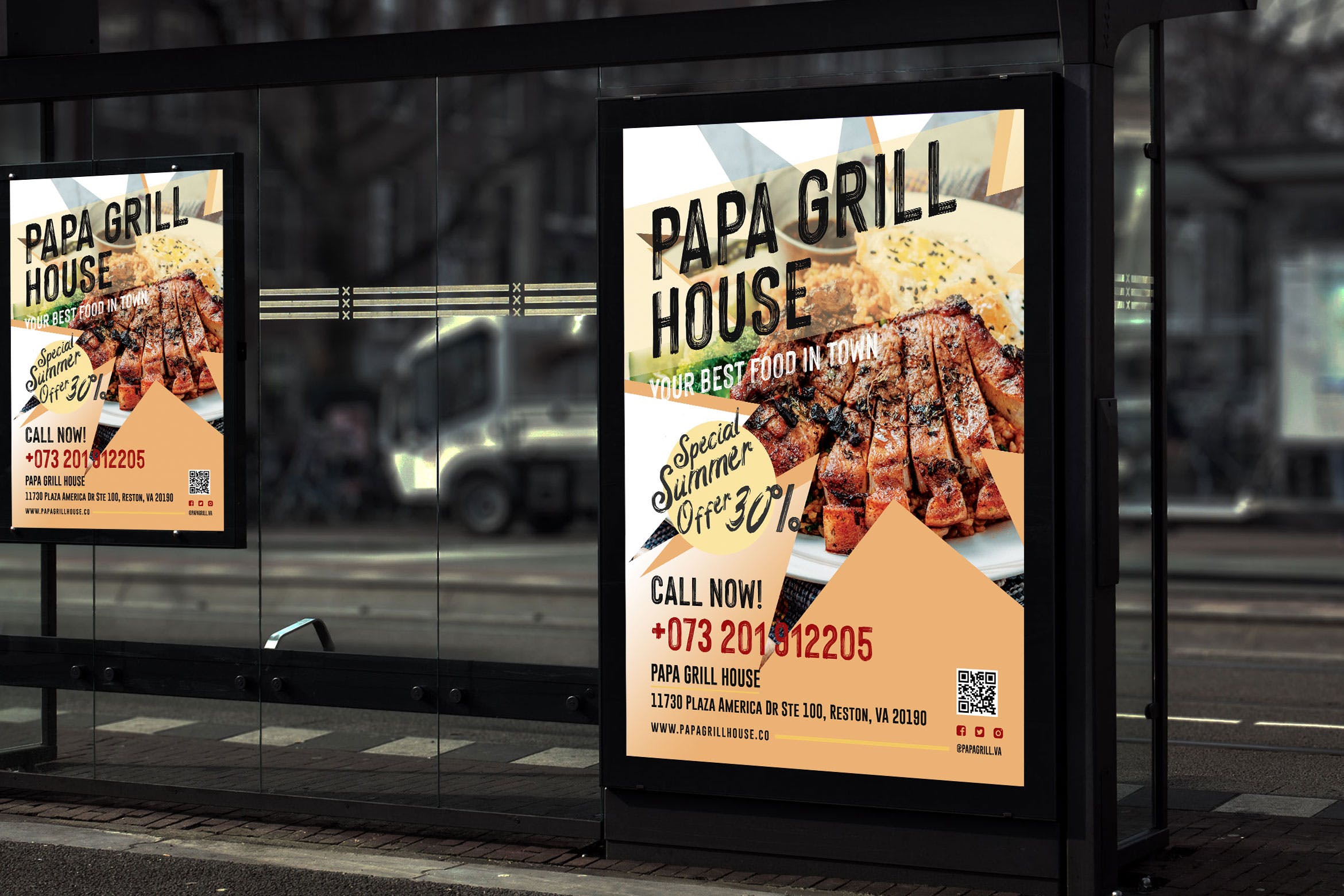 餐馆美食广告海报排版设计模板 Juicy – Food Promotion Poster RY插图