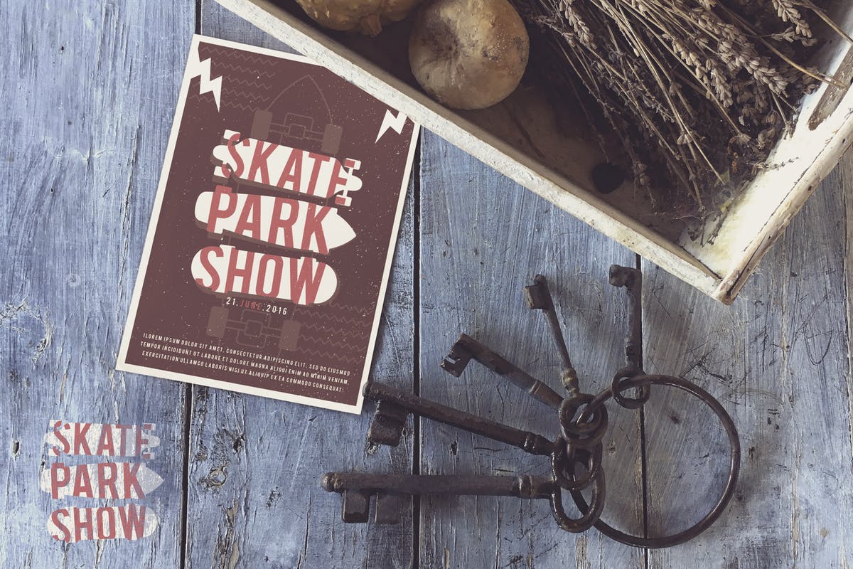 复古海报设计样机模板 Vintage Black Keys插图