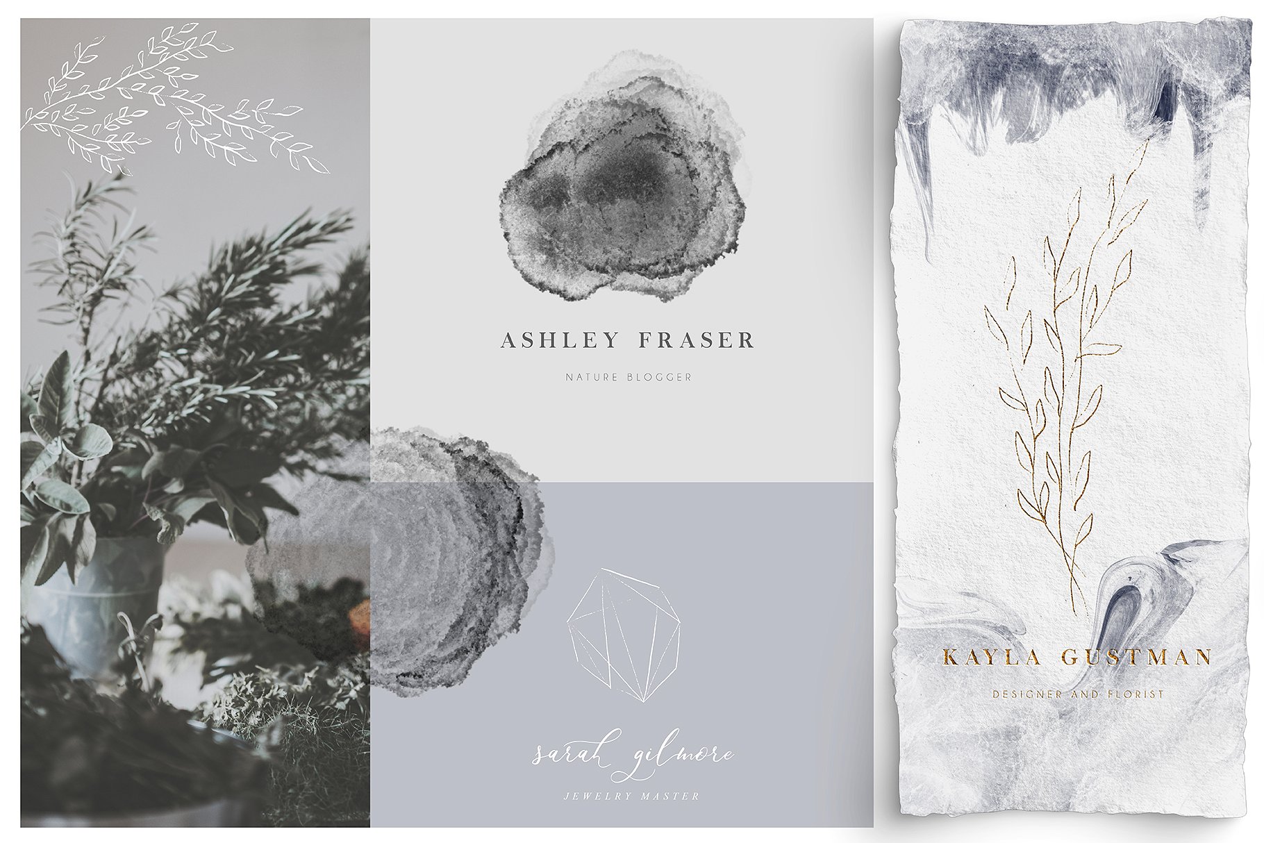 优雅水墨植物花卉元素水彩剪贴画合集 Night Time Collection插图(3)