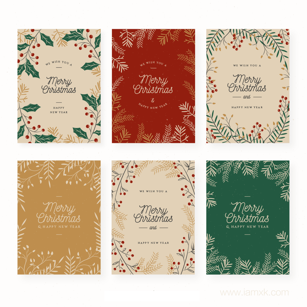 圣诞贺卡设计合集 Set of Christmas cards插图