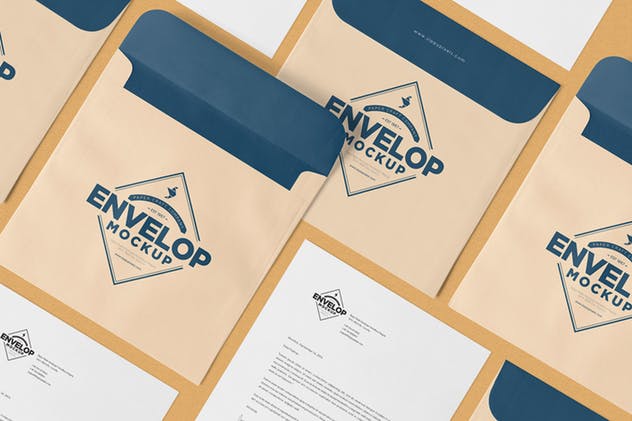 独特个性方形企业信封样机 Unique Square Shaped Envelope Mockups插图(10)