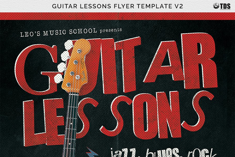 吉他教学机构推广传单PSD模板V2 Guitar Lessons Flyer PSD V2插图(6)