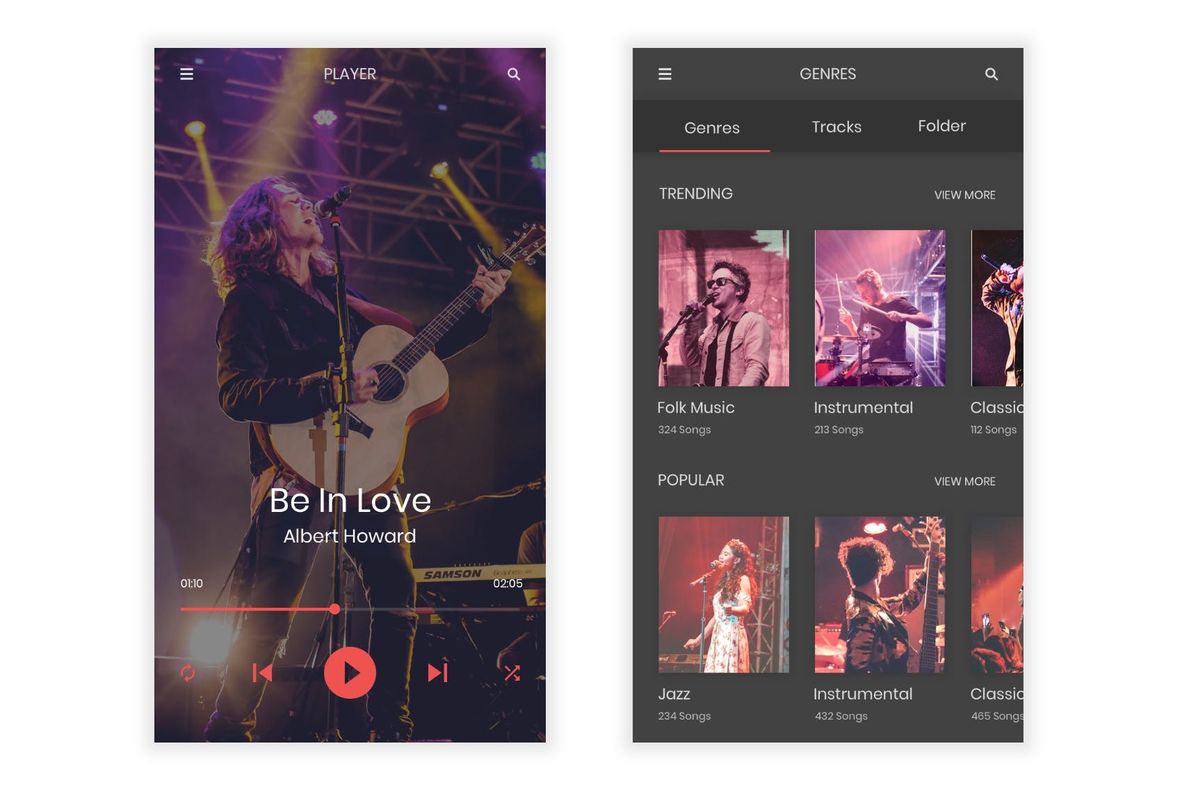 音乐听歌APP应用UI设计素材库精选套件 Raag – Music Player UI Kit for Adobe Illustrator插图(4)