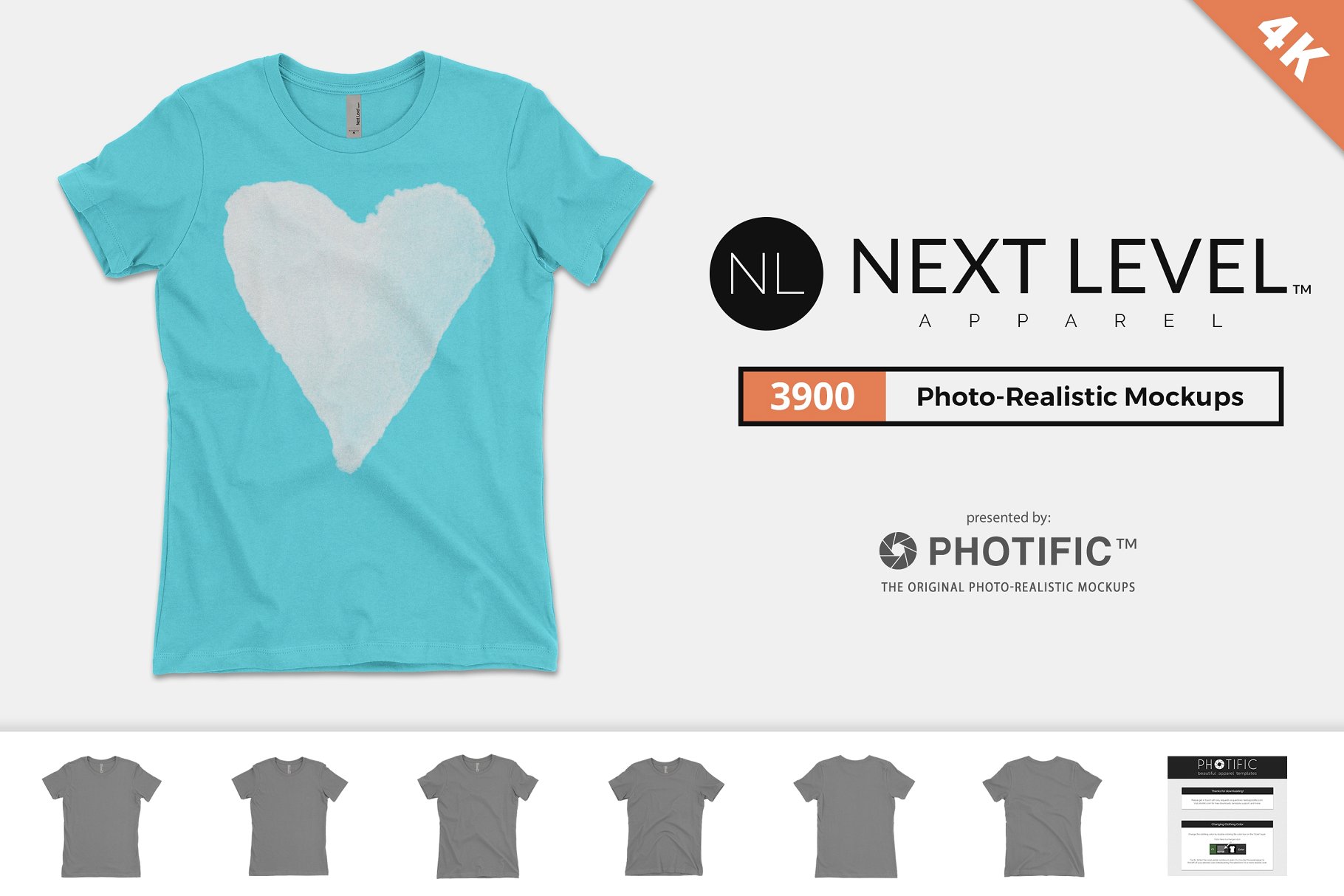 女性T恤样机模板 Next Level 3900 "The Boyfriend Tee"插图