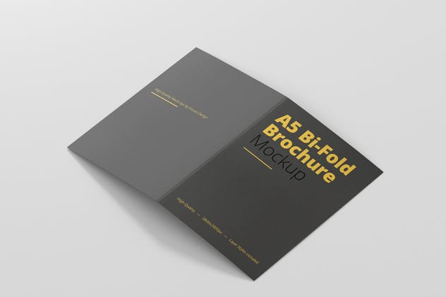 A5双折小册子传单样机模板 A5 Bi-Fold Brochure Mock-Up插图(3)
