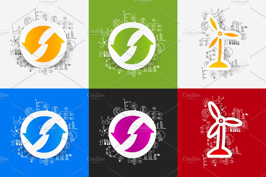 9款回收标志贴纸&手绘商业公式便签 9 RECYCLE STICKERS插图(3)