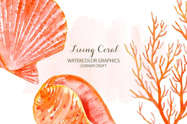 海洋生物水彩插画素材 Watercolor clipart living Coral插图(6)