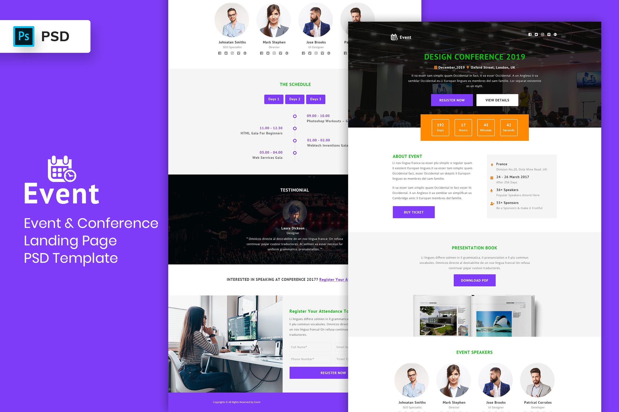 大型活动＆会议宣传网站着陆页设计PSD模板V4 Event & Conference – Landing Page PSD Template-04插图