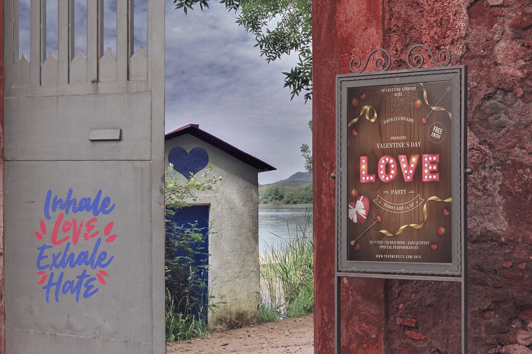 入口处海报/告示张贴效果图样机模板 Entrance Backgrounds Poster Mockup插图(6)