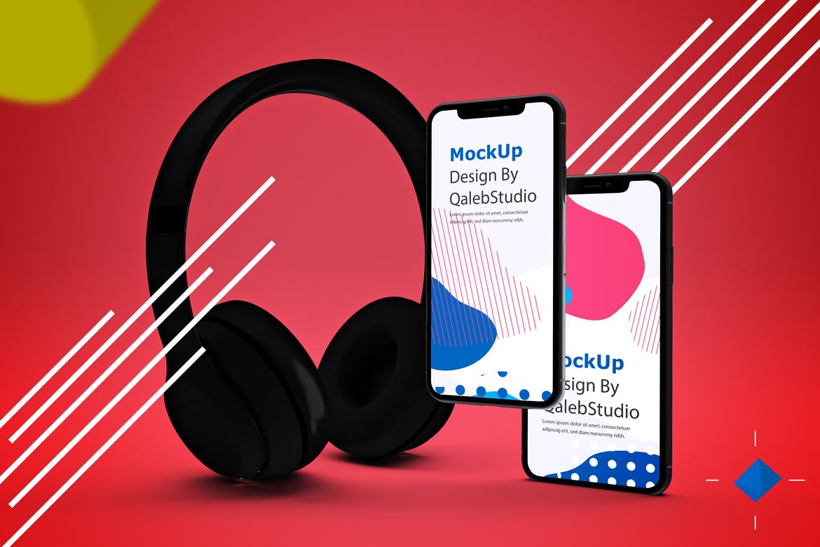 创意在线听歌音乐APP应用UI设计效果样机模板 Abstract Music App MockUp插图(6)