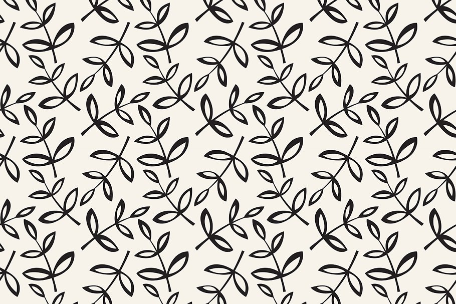 各种各样的树叶图案无缝纹理 Leaves Seamless Patterns Set插图(1)