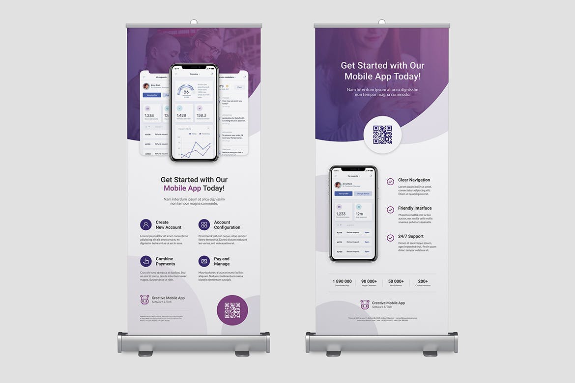 创意APP应用推广易拉宝X展架广告Banner设计模板 Creative App – Roll Up Banner插图(1)