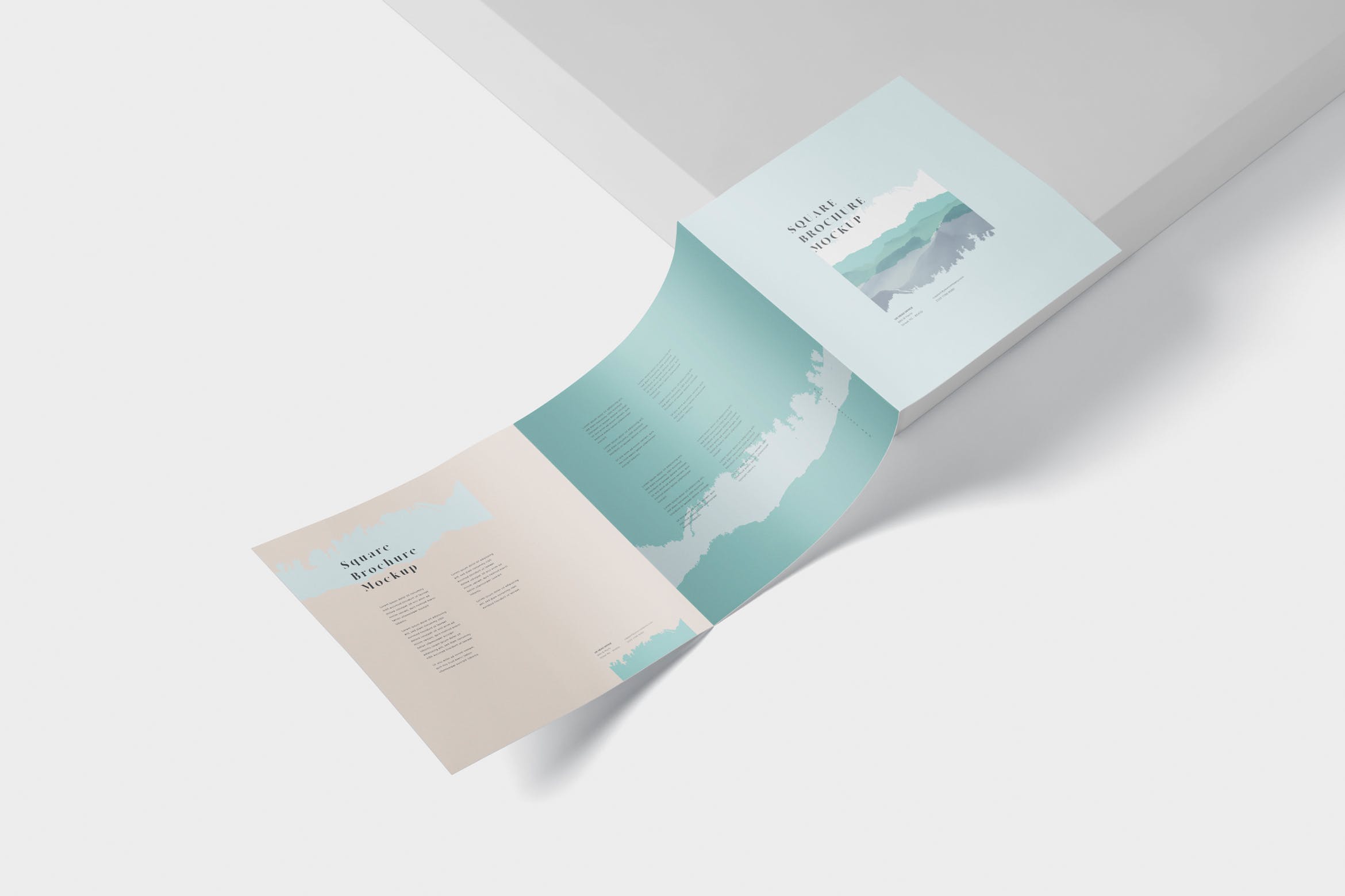 方形三折页宣传册传单印刷效果图样机素材库精选 Tri-Fold Brochure Mock-Up – Square插图