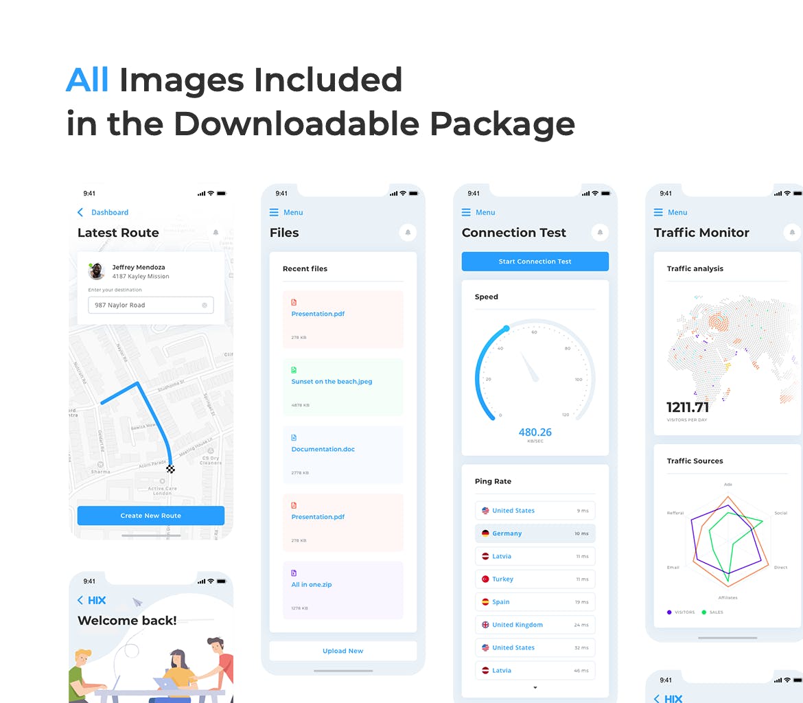 多用途APP应用数据统计分析后台UI设计套件 Mobile App Dashboard – HIX Multi-Format UI KIT插图(8)