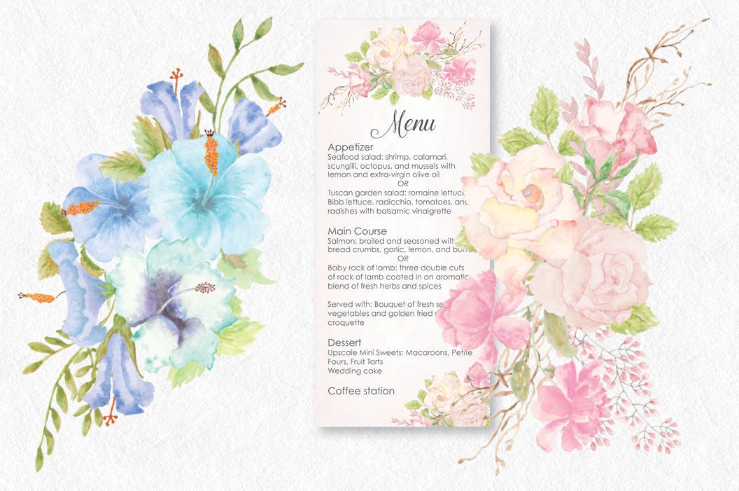 8套水彩花卉手绘图案剪贴画PNG素材 I Set of 8 Watercolor Clip Art Sprays I插图(2)