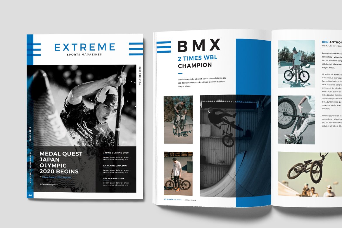 现代极简独特的体育杂志模板下载 Sports Magazine [indd]插图