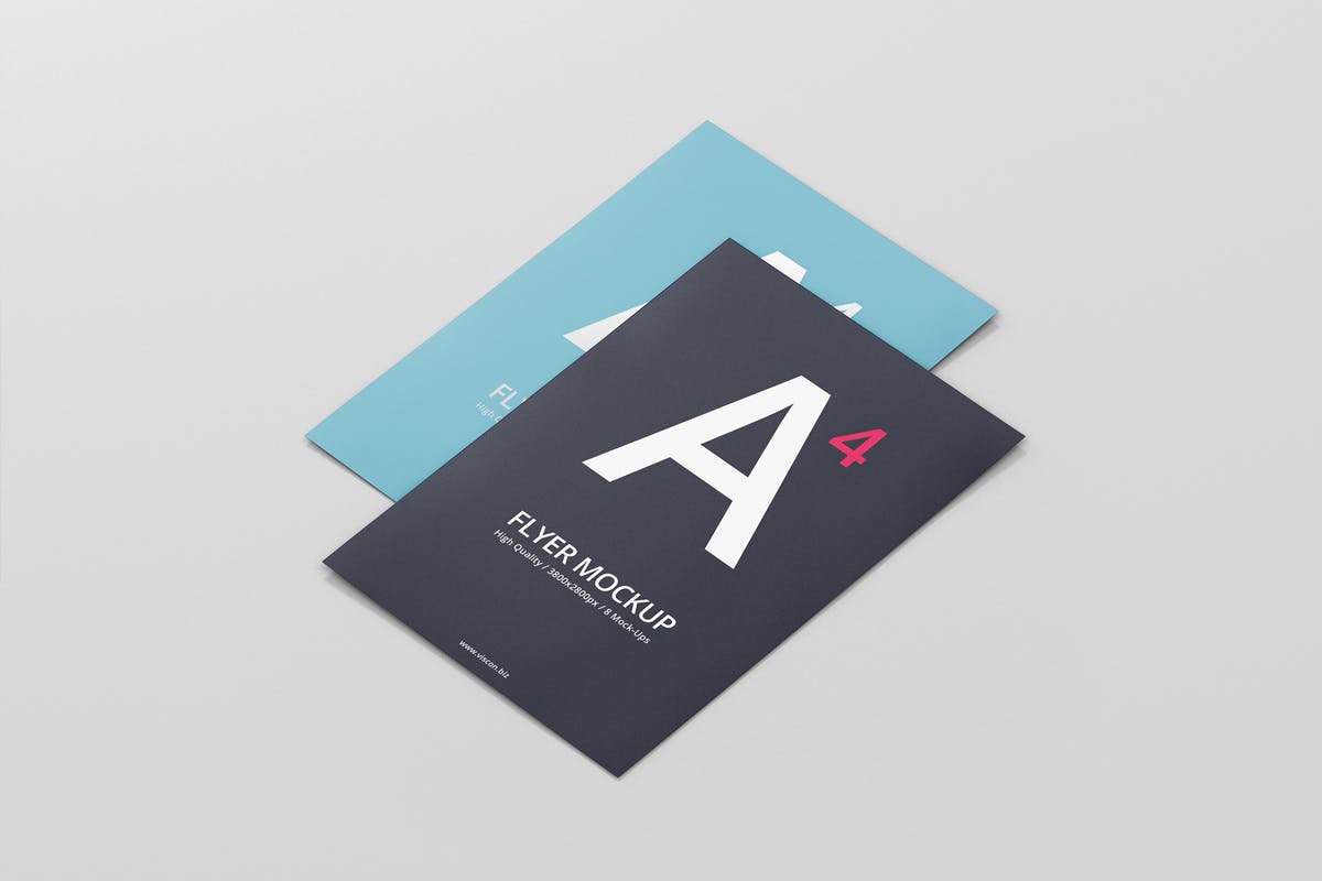 A4简约风贺卡/传单样机展示模板 A4 Flyer Mock-Up插图