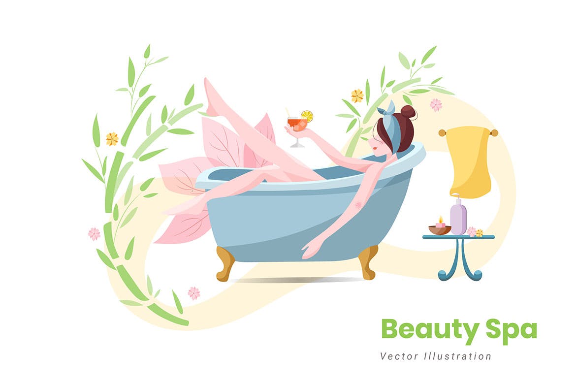 美容SPA主题矢量插画素材库精选设计素材v8 Beauty Spa Vector Illustration插图(1)