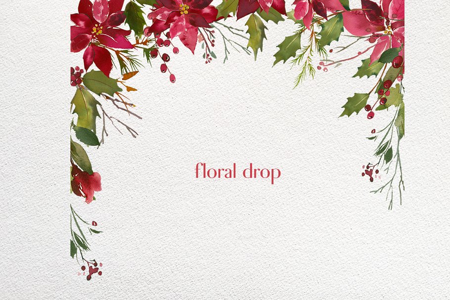 英式斯卡利特圣诞主题水彩素材包 Scarlett Christmas Watercolor Set插图(4)