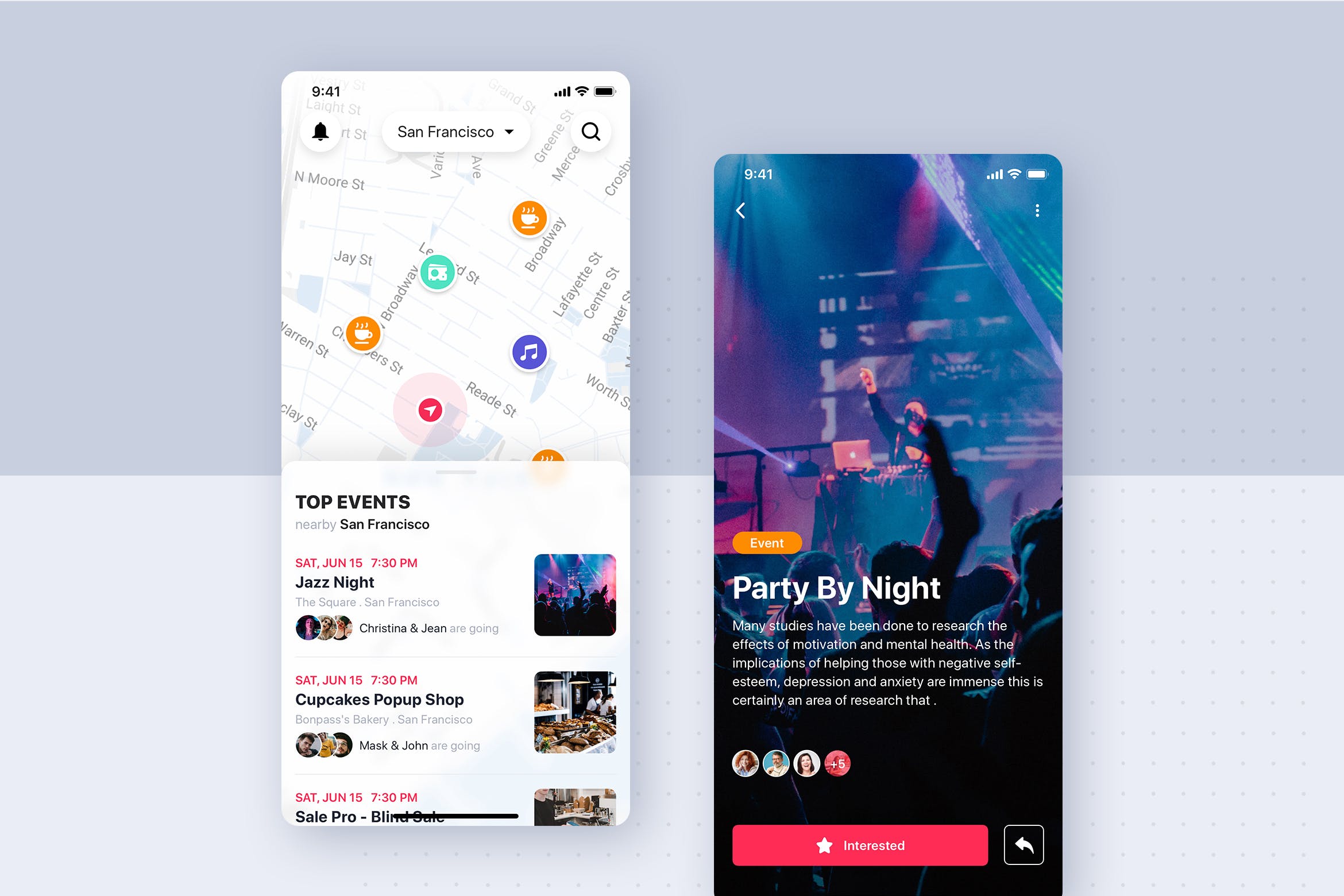 社交APP应用概念UI设计模板 Social mobile app UI concept插图