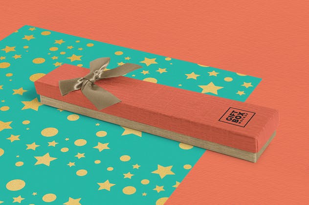 华丽设计蝴蝶结礼品盒样机 Gift Box Mockups插图(1)