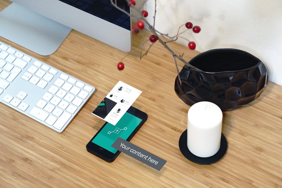 简易简约办公场景一体机电脑样机 Workspace Device PSD Mockup插图(1)