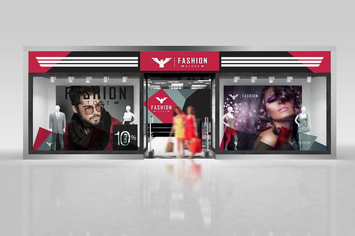 时尚服装门店橱窗样机模板 The Mockup Branding for Fashion Store插图