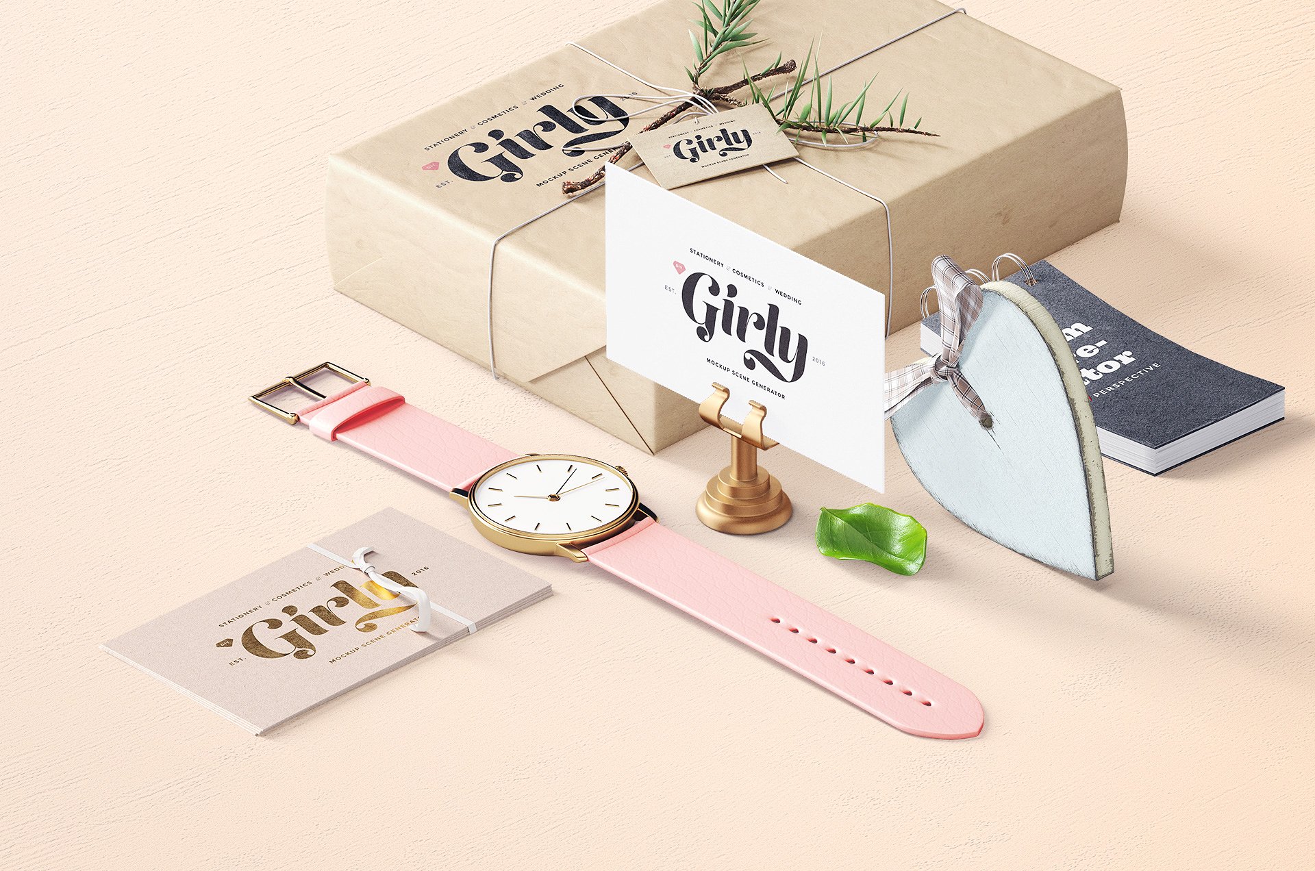 8.3GB超容量女性小物样机素材 Girly Stationery Mockup Creator（高清实物元素+场景样机）插图(5)